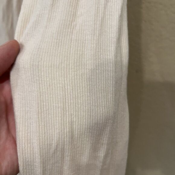Athleta Long Sleeve Womens XL  Ribbed SLEEVE Modal Blend Swoop Neck Cream - Picture 5 of 7